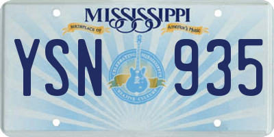 MS license plate YSN935