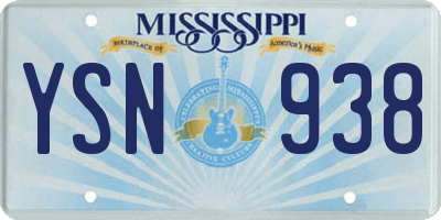 MS license plate YSN938