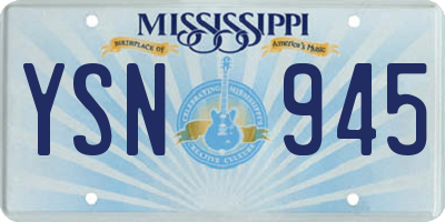 MS license plate YSN945