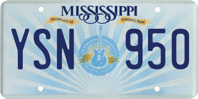 MS license plate YSN950