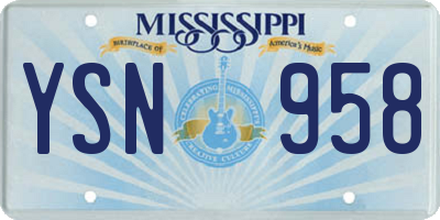 MS license plate YSN958