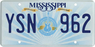 MS license plate YSN962