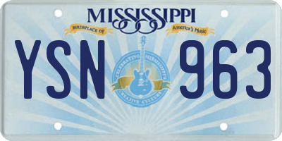 MS license plate YSN963