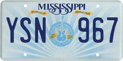 MS license plate YSN967