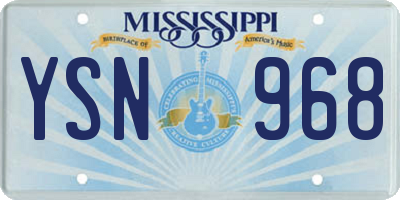 MS license plate YSN968