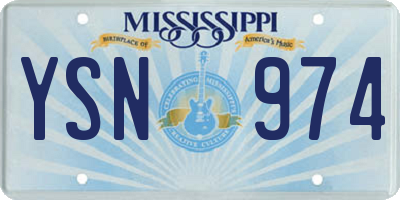 MS license plate YSN974
