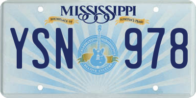 MS license plate YSN978