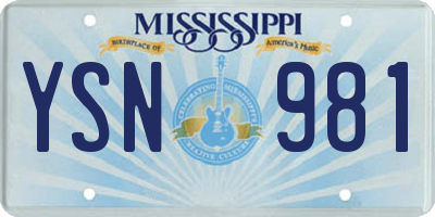 MS license plate YSN981
