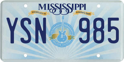 MS license plate YSN985