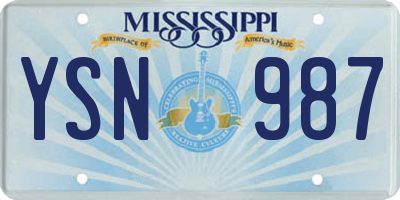 MS license plate YSN987
