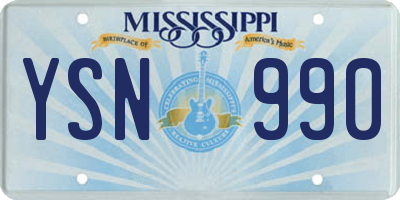 MS license plate YSN990