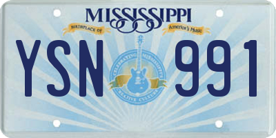 MS license plate YSN991