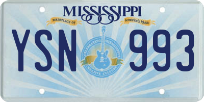 MS license plate YSN993