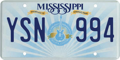 MS license plate YSN994