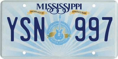 MS license plate YSN997
