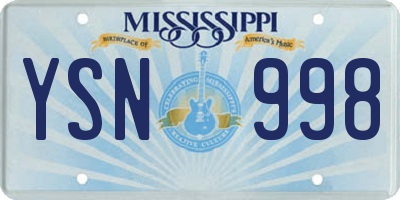 MS license plate YSN998