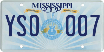 MS license plate YSO007