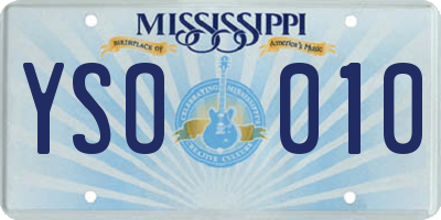 MS license plate YSO010