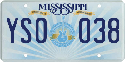 MS license plate YSO038