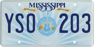 MS license plate YSO203