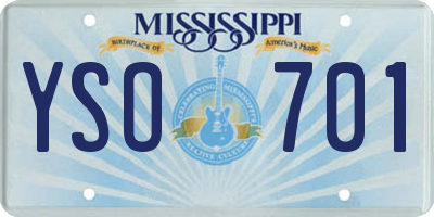MS license plate YSO701
