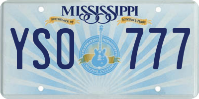 MS license plate YSO777