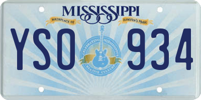 MS license plate YSO934