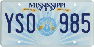 MS license plate YSO985