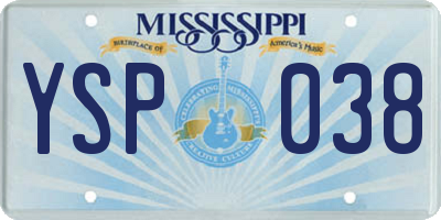 MS license plate YSP038