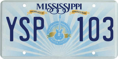 MS license plate YSP103