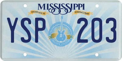 MS license plate YSP203