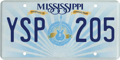 MS license plate YSP205