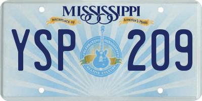 MS license plate YSP209