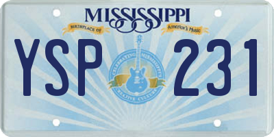 MS license plate YSP231