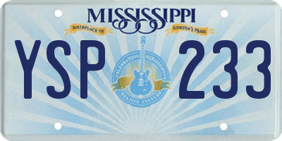 MS license plate YSP233