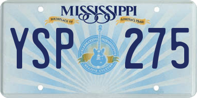 MS license plate YSP275