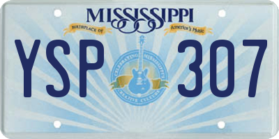 MS license plate YSP307