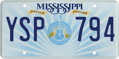MS license plate YSP794