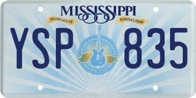 MS license plate YSP835