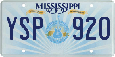 MS license plate YSP920