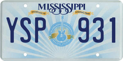 MS license plate YSP931