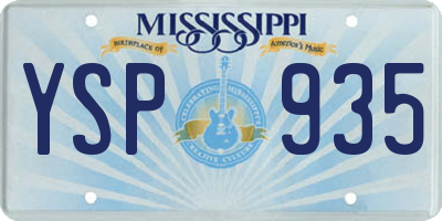 MS license plate YSP935