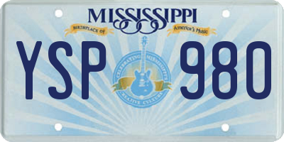 MS license plate YSP980