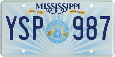 MS license plate YSP987