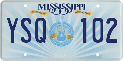MS license plate YSQ102