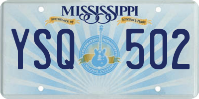 MS license plate YSQ502