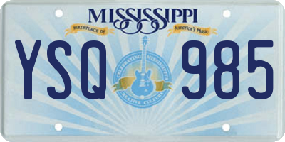 MS license plate YSQ985