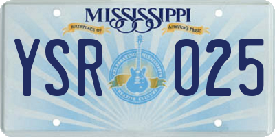 MS license plate YSR025
