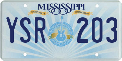 MS license plate YSR203