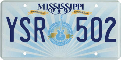 MS license plate YSR502
